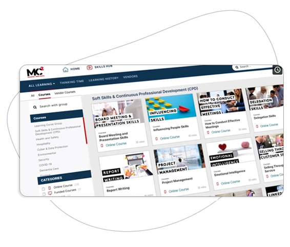 Skills Hub course library showing various training categories